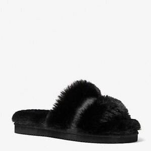 Michael Kors Scarlett Faux Fur Slide Sandal Black Size 8